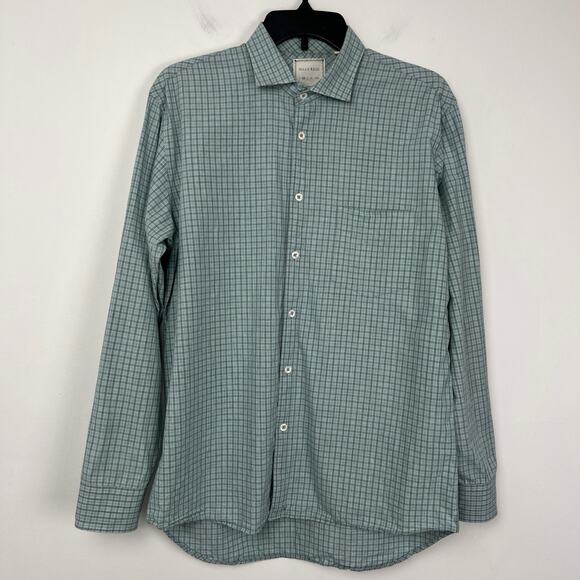 Billy Reid Mens Size Medium Green/Blue Plaid Lightweight Cotton Dress Shirt - Picture 1 of 9
